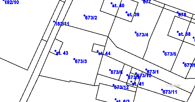 Parcela st. 44 v KÚ Nemněnice, Katastrální mapa
