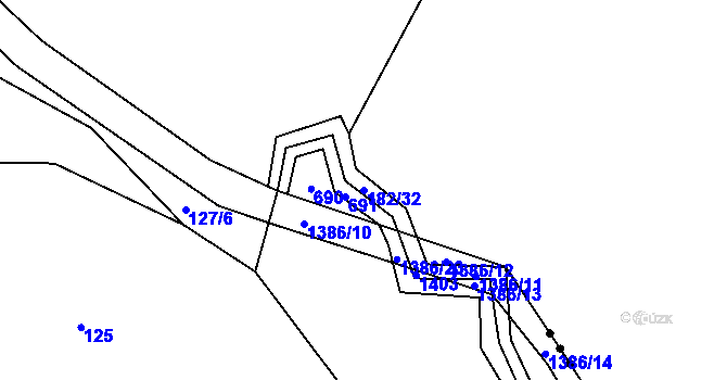 Parcela st. 182/32 v KÚ Nemněnice, Katastrální mapa