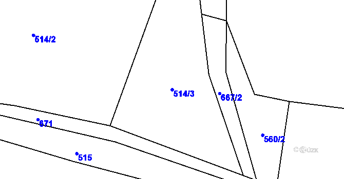Parcela st. 514/3 v KÚ Nemněnice, Katastrální mapa