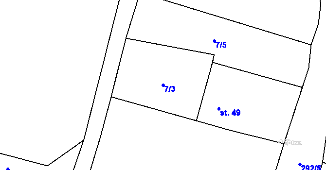 Parcela st. 7/3 v KÚ Pocinovice u Semněvic, Katastrální mapa