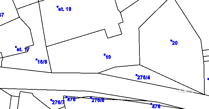 Parcela st. 19 v KÚ Pocinovice u Semněvic, Katastrální mapa