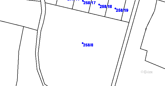 Parcela st. 258/8 v KÚ Pocinovice u Semněvic, Katastrální mapa