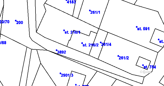 Parcela st. 216/2 v KÚ Bukovec u Jablunkova, Katastrální mapa