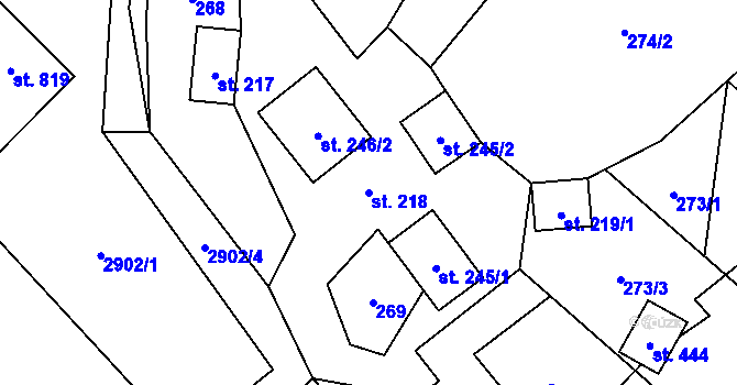 Parcela st. 218 v KÚ Bukovec u Jablunkova, Katastrální mapa