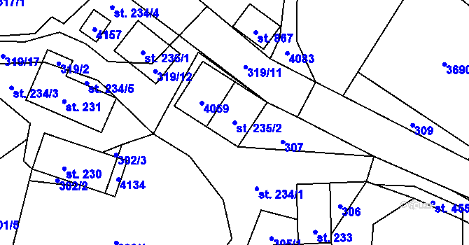 Parcela st. 235/2 v KÚ Bukovec u Jablunkova, Katastrální mapa