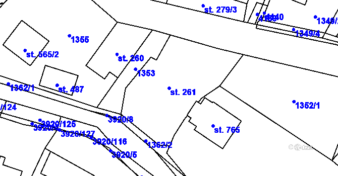 Parcela st. 261 v KÚ Bukovec u Jablunkova, Katastrální mapa