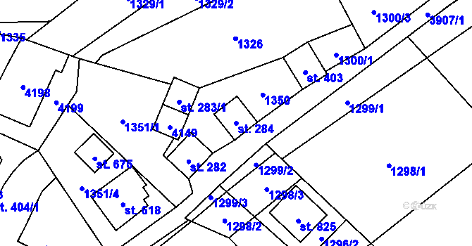 Parcela st. 284 v KÚ Bukovec u Jablunkova, Katastrální mapa
