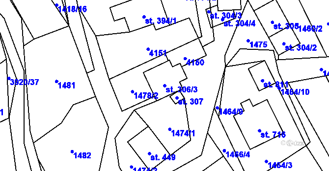 Parcela st. 306/3 v KÚ Bukovec u Jablunkova, Katastrální mapa