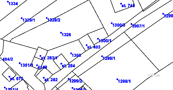 Parcela st. 403 v KÚ Bukovec u Jablunkova, Katastrální mapa
