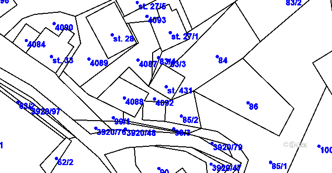 Parcela st. 431 v KÚ Bukovec u Jablunkova, Katastrální mapa