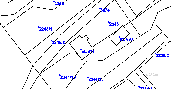 Parcela st. 478 v KÚ Bukovec u Jablunkova, Katastrální mapa
