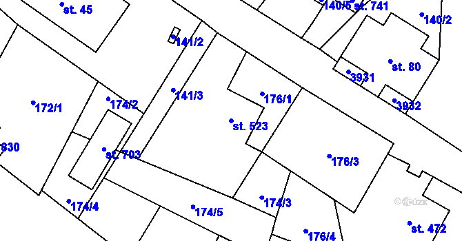 Parcela st. 523 v KÚ Bukovec u Jablunkova, Katastrální mapa