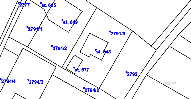 Parcela st. 648 v KÚ Bukovec u Jablunkova, Katastrální mapa