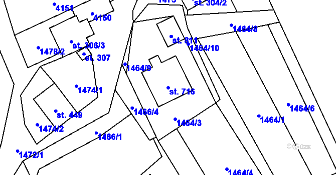 Parcela st. 716 v KÚ Bukovec u Jablunkova, Katastrální mapa