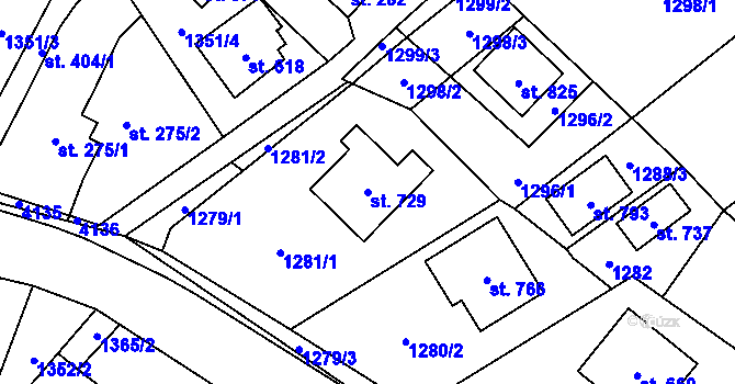 Parcela st. 729 v KÚ Bukovec u Jablunkova, Katastrální mapa