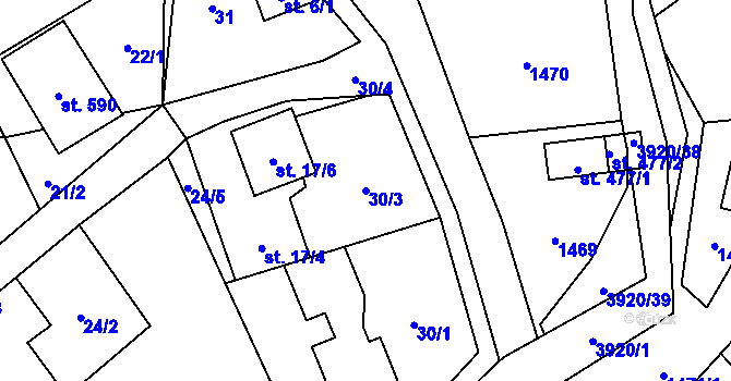 Parcela st. 30/3 v KÚ Bukovec u Jablunkova, Katastrální mapa