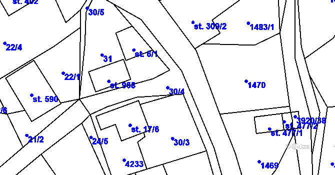 Parcela st. 30/4 v KÚ Bukovec u Jablunkova, Katastrální mapa