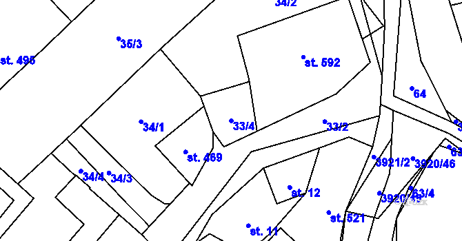 Parcela st. 33/4 v KÚ Bukovec u Jablunkova, Katastrální mapa