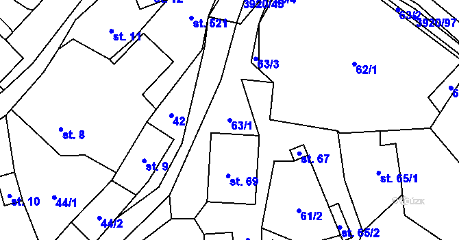 Parcela st. 63/1 v KÚ Bukovec u Jablunkova, Katastrální mapa