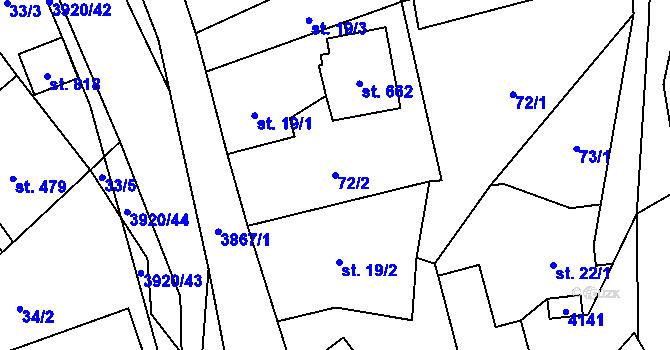 Parcela st. 72/2 v KÚ Bukovec u Jablunkova, Katastrální mapa