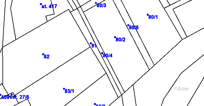Parcela st. 80/4 v KÚ Bukovec u Jablunkova, Katastrální mapa