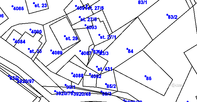 Parcela st. 83/3 v KÚ Bukovec u Jablunkova, Katastrální mapa