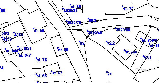 Parcela st. 88 v KÚ Bukovec u Jablunkova, Katastrální mapa