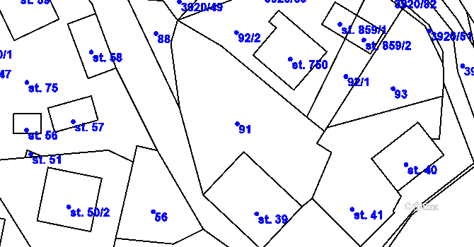 Parcela st. 91 v KÚ Bukovec u Jablunkova, Katastrální mapa