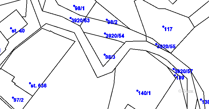 Parcela st. 98/3 v KÚ Bukovec u Jablunkova, Katastrální mapa