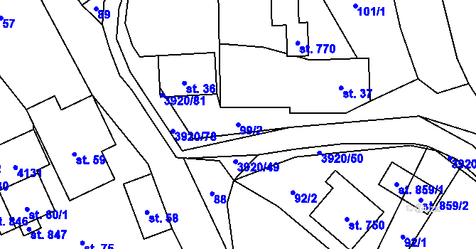 Parcela st. 99/2 v KÚ Bukovec u Jablunkova, Katastrální mapa