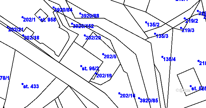 Parcela st. 202/5 v KÚ Bukovec u Jablunkova, Katastrální mapa