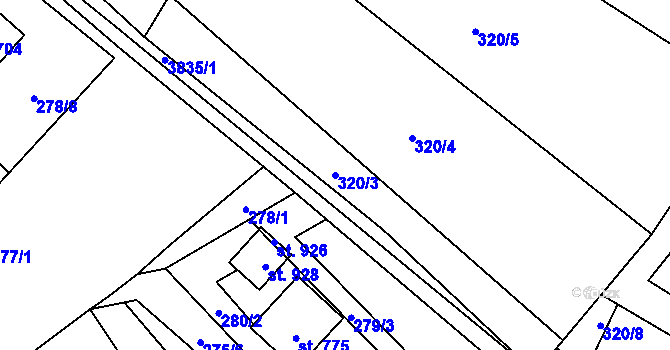 Parcela st. 320/3 v KÚ Bukovec u Jablunkova, Katastrální mapa