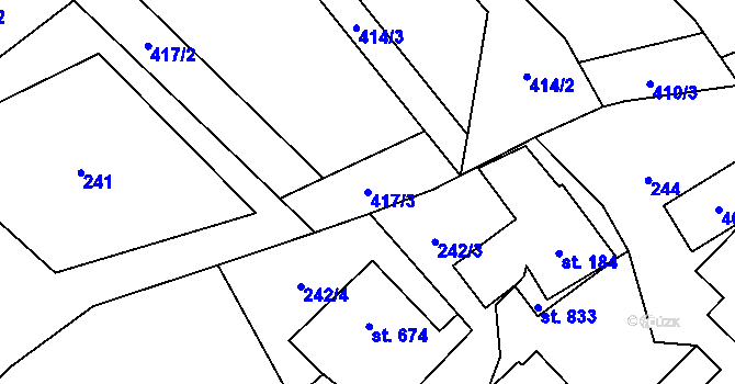 Parcela st. 417/3 v KÚ Bukovec u Jablunkova, Katastrální mapa