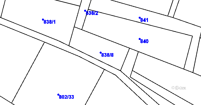 Parcela st. 838/8 v KÚ Bukovec u Jablunkova, Katastrální mapa