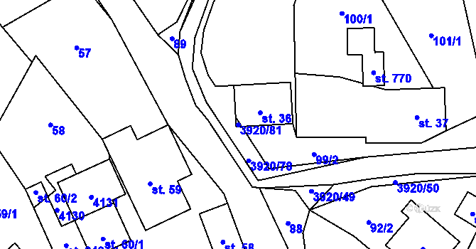 Parcela st. 3920/81 v KÚ Bukovec u Jablunkova, Katastrální mapa