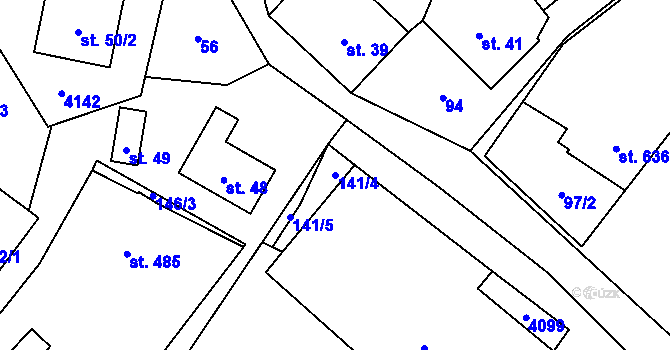 Parcela st. 141/4 v KÚ Bukovec u Jablunkova, Katastrální mapa