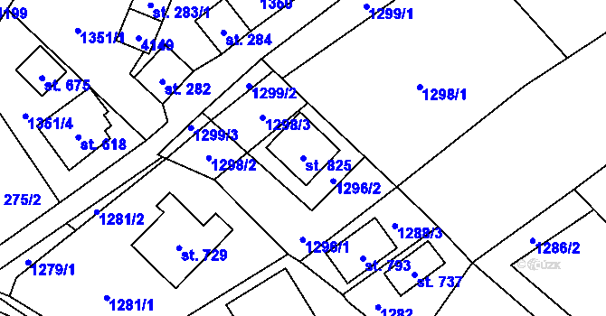 Parcela st. 825 v KÚ Bukovec u Jablunkova, Katastrální mapa
