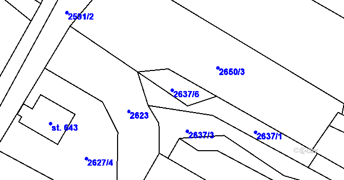 Parcela st. 2637/6 v KÚ Bukovec u Jablunkova, Katastrální mapa