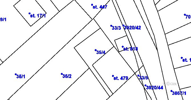 Parcela st. 35/4 v KÚ Bukovec u Jablunkova, Katastrální mapa