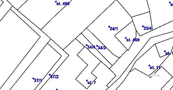 Parcela st. 34/4 v KÚ Bukovec u Jablunkova, Katastrální mapa