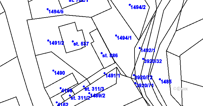 Parcela st. 886 v KÚ Bukovec u Jablunkova, Katastrální mapa