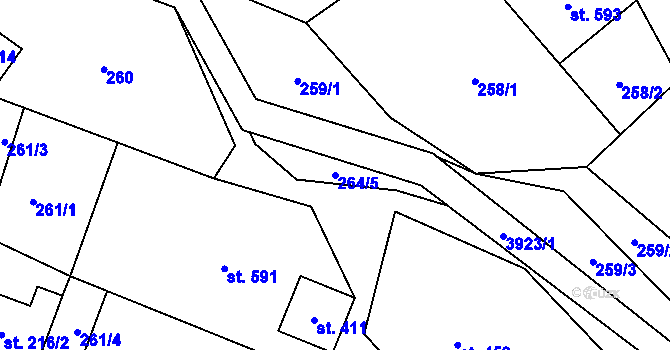 Parcela st. 264/5 v KÚ Bukovec u Jablunkova, Katastrální mapa