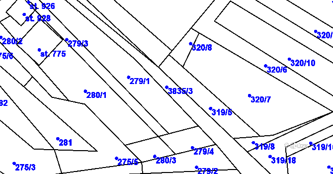 Parcela st. 3835/3 v KÚ Bukovec u Jablunkova, Katastrální mapa
