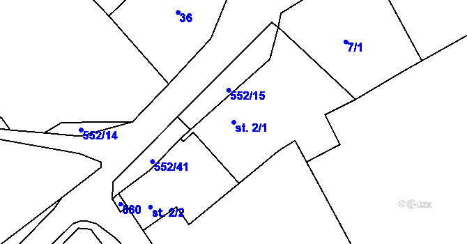 Parcela st. 2/1 v KÚ Bukovice u Rohozce, Katastrální mapa