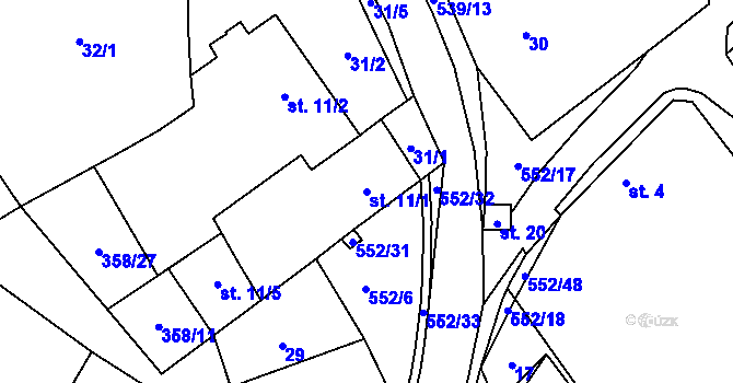 Parcela st. 11/1 v KÚ Bukovice u Rohozce, Katastrální mapa