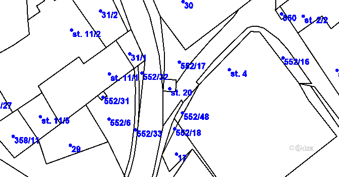 Parcela st. 20 v KÚ Bukovice u Rohozce, Katastrální mapa