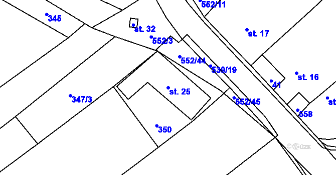Parcela st. 25 v KÚ Bukovice u Rohozce, Katastrální mapa