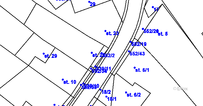 Parcela st. 552/2 v KÚ Bukovice u Rohozce, Katastrální mapa