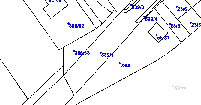 Parcela st. 539/1 v KÚ Bukovice u Rohozce, Katastrální mapa