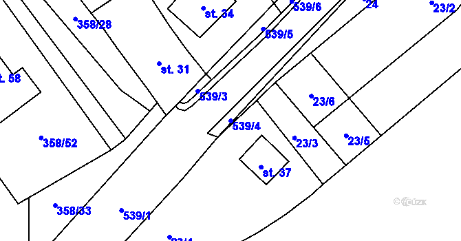 Parcela st. 539/4 v KÚ Bukovice u Rohozce, Katastrální mapa